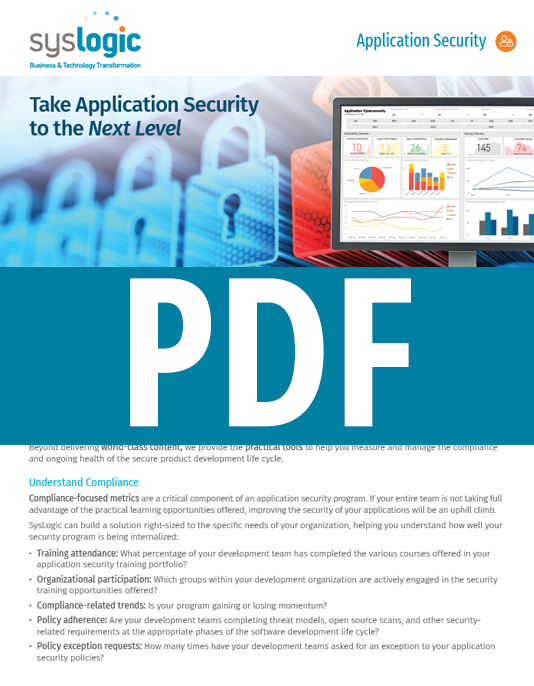 SysLogic Application Security Dashboard